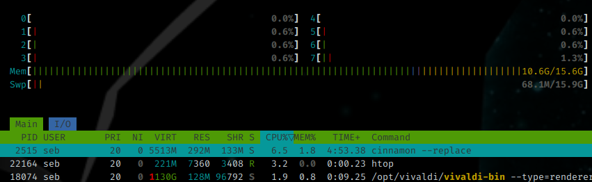 htop displays a more colored and user friendly output, and is also interactive and almost real time